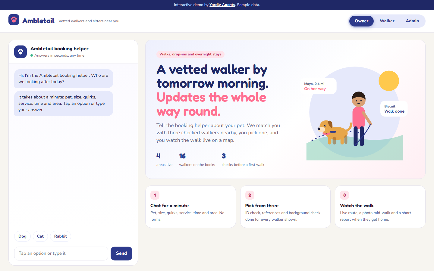Ambletail app screen