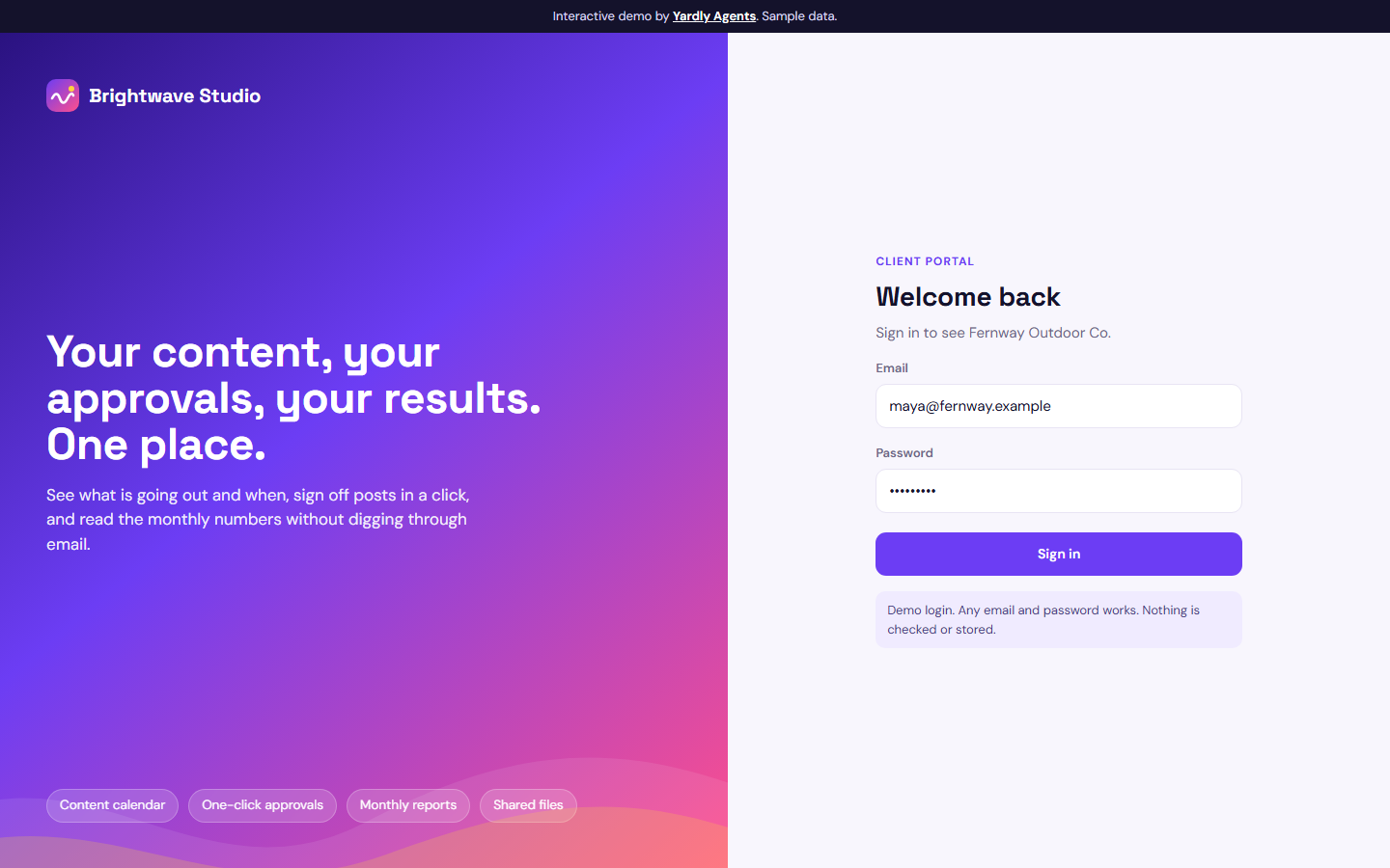 Brightwave Studio app screen
