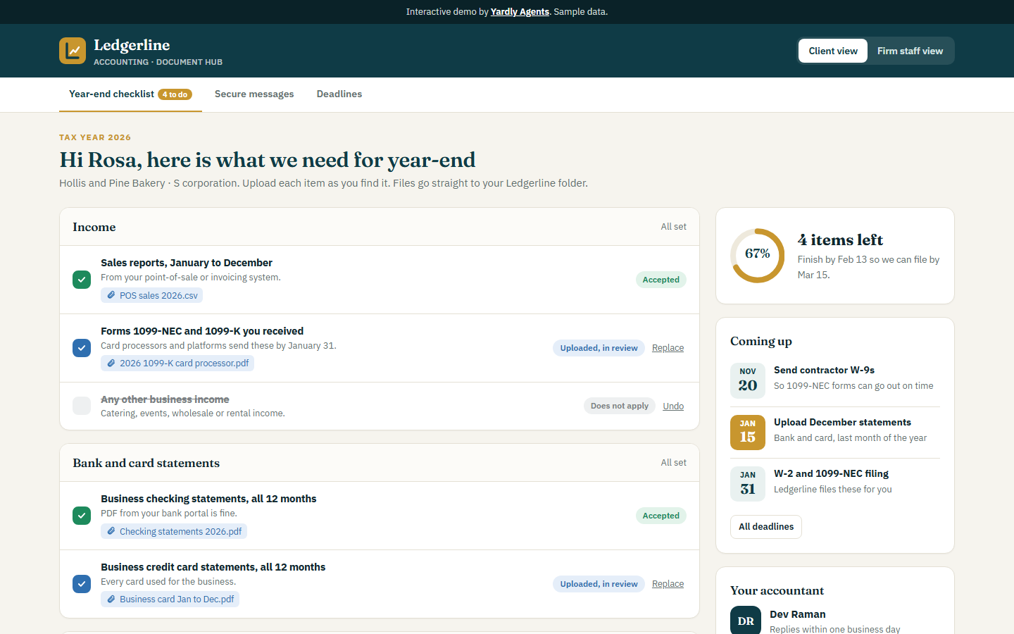 Ledgerline Accounting app screen
