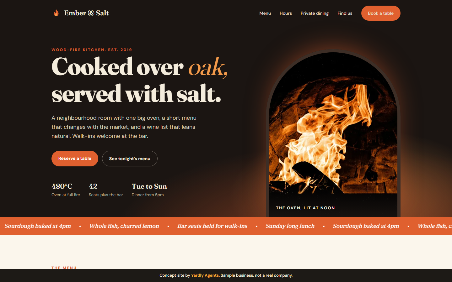 Ember & Salt website, desktop view