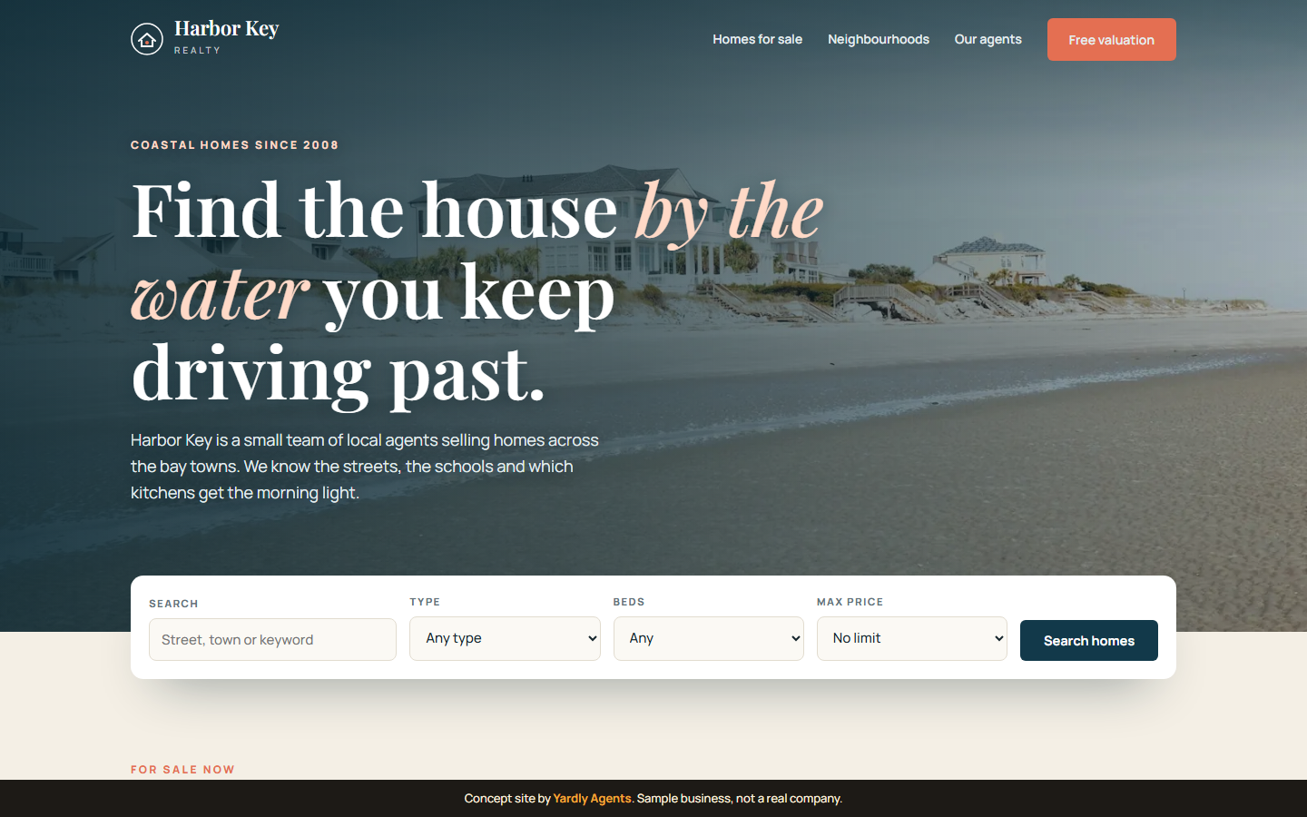 Harbor Key Realty website, desktop view