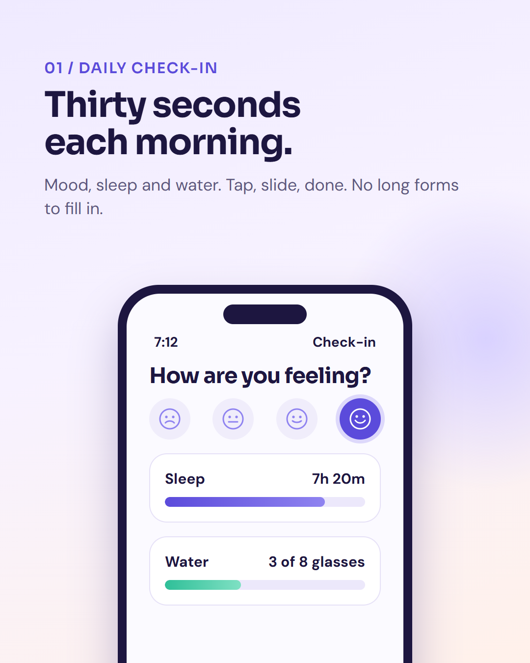 Pulsewell: four screens, one simple habit, slide 2