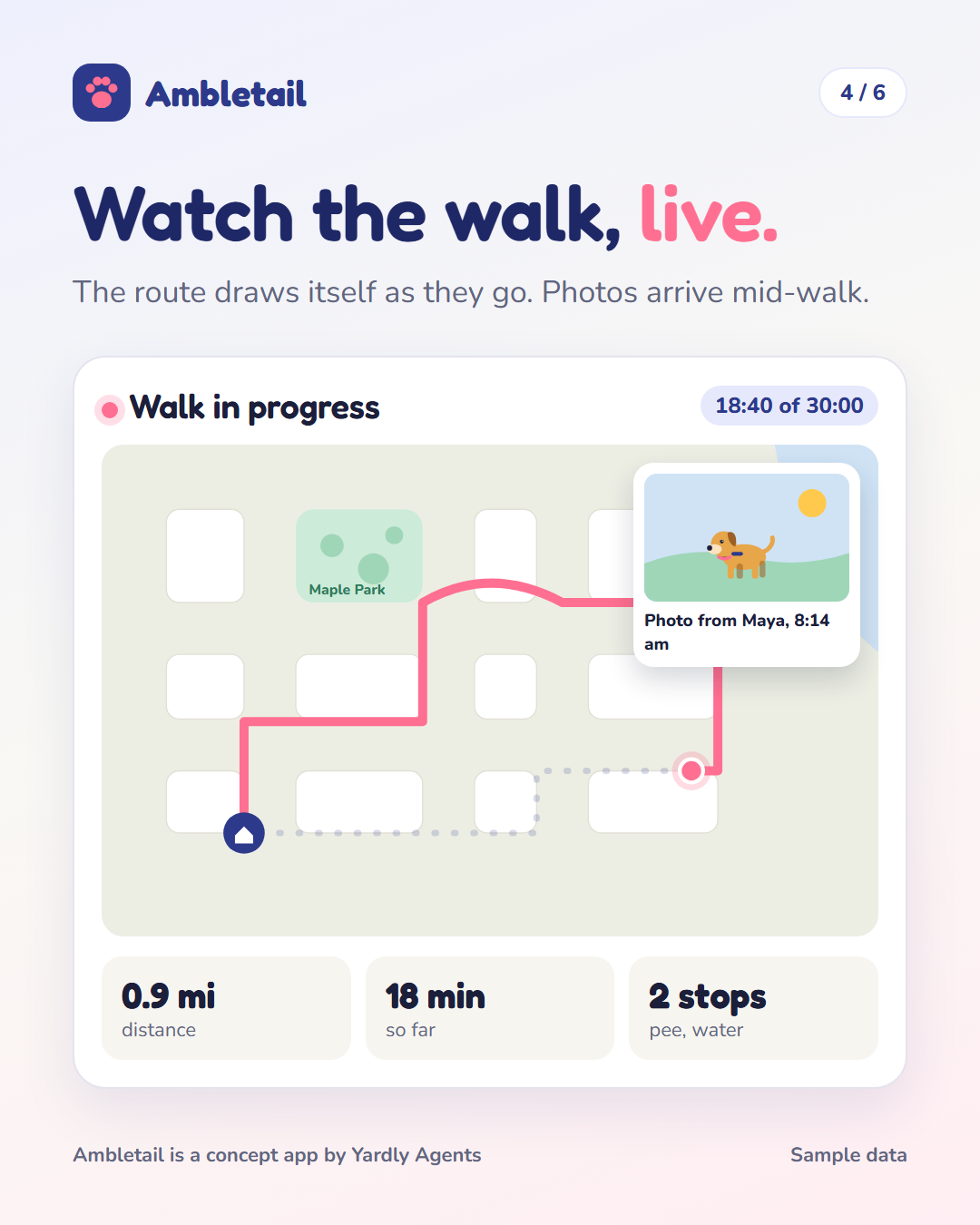 Ambletail: book a vetted dog walker in a one-minute chat, slide 4
