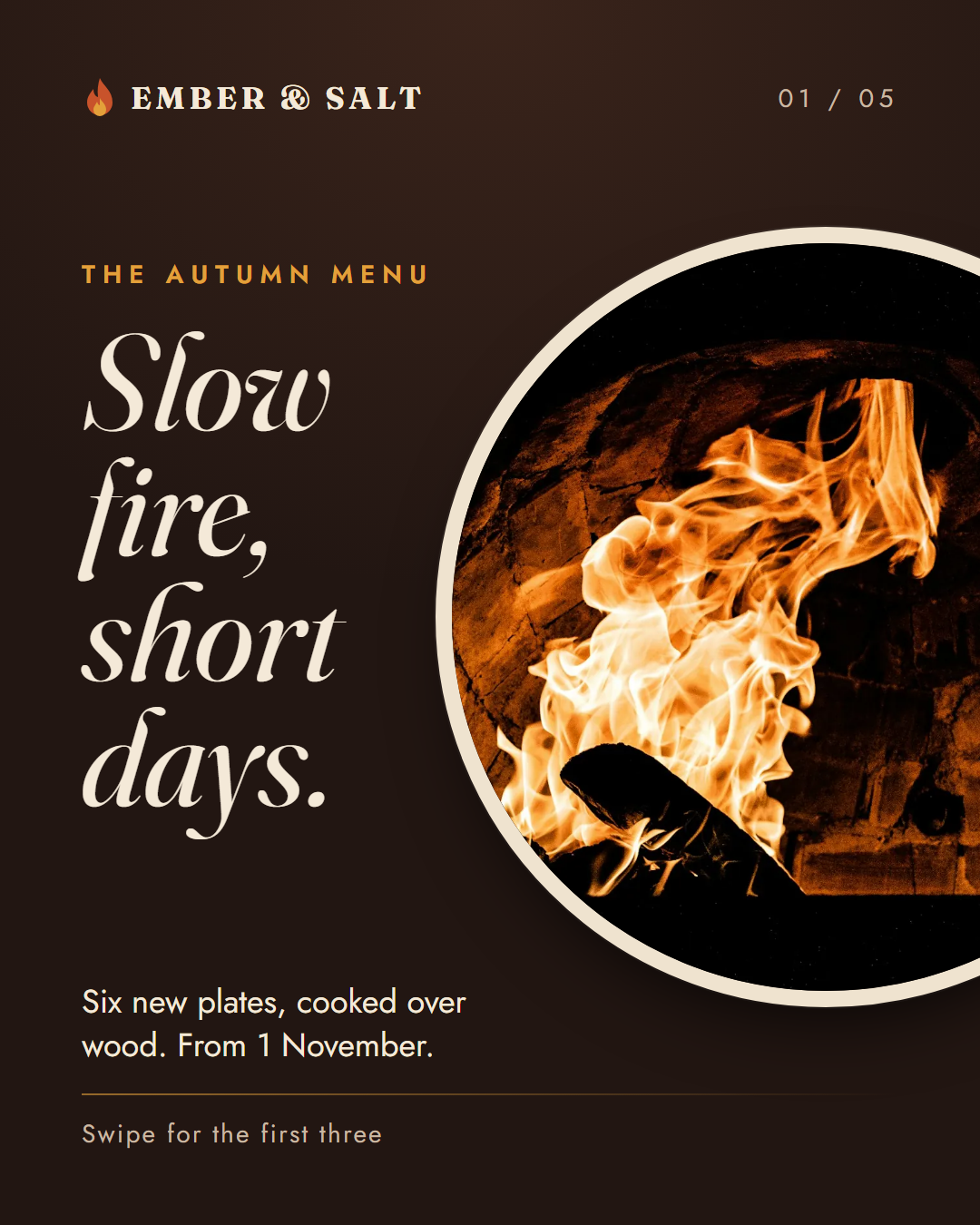 Ember & Salt autumn menu launch, slide 1