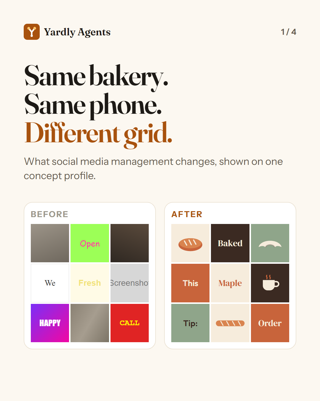 Before and after: one bakery's Instagram grid, slide 1